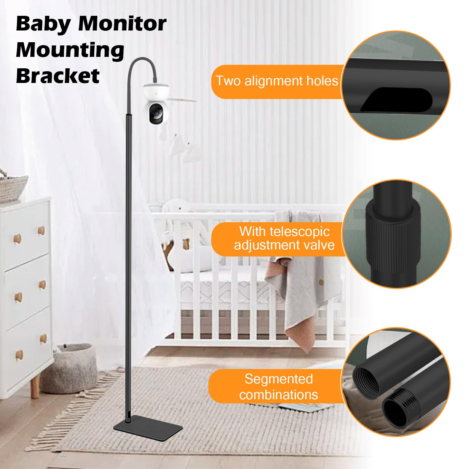 Baby Monitor Floor Stand Holder, Compatible with Most Universal Camera Models - Image 3