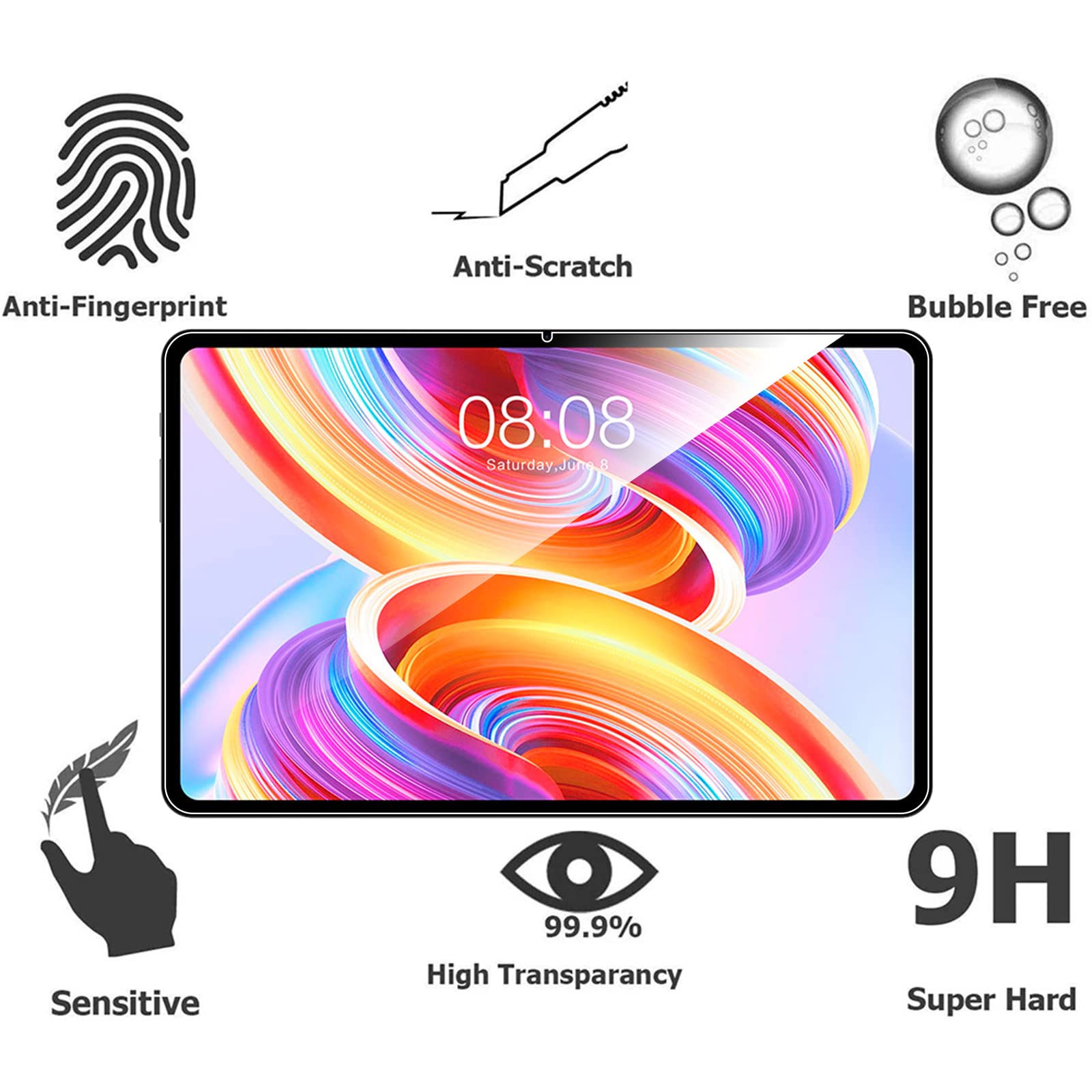 Pellicola In Vetro Temperato MEMELOKA Per Teclast T45HD 10.51'' | 2 Pezzi 9H Anti-graffio, Anti-impronta E Trasparente