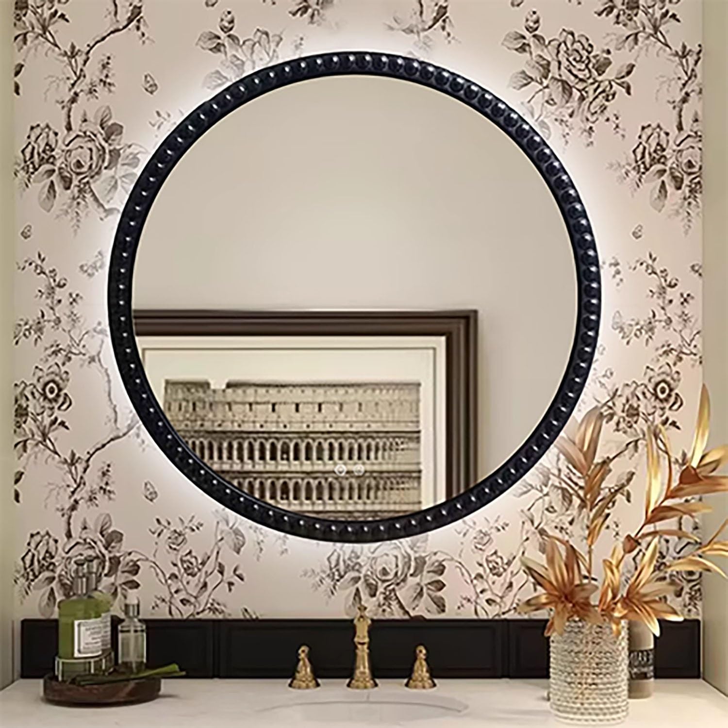 Miroir de salle de bain antibuée haut de gamme 60 cm noir au design élégant