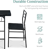 Vista 6 de Best Choice Products Juego de comedor moderno de 3 piezas, juego de comedor compacto para cocina, comedor, espacio pequeño con estructura de acero