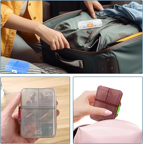 Miniatura 6 de CHERUBCARE Organizador de pastillas de viaje, 1 paquete, farmacia de bolsillo, 7 compartimentos, organizador de píldoras diario, pastillero