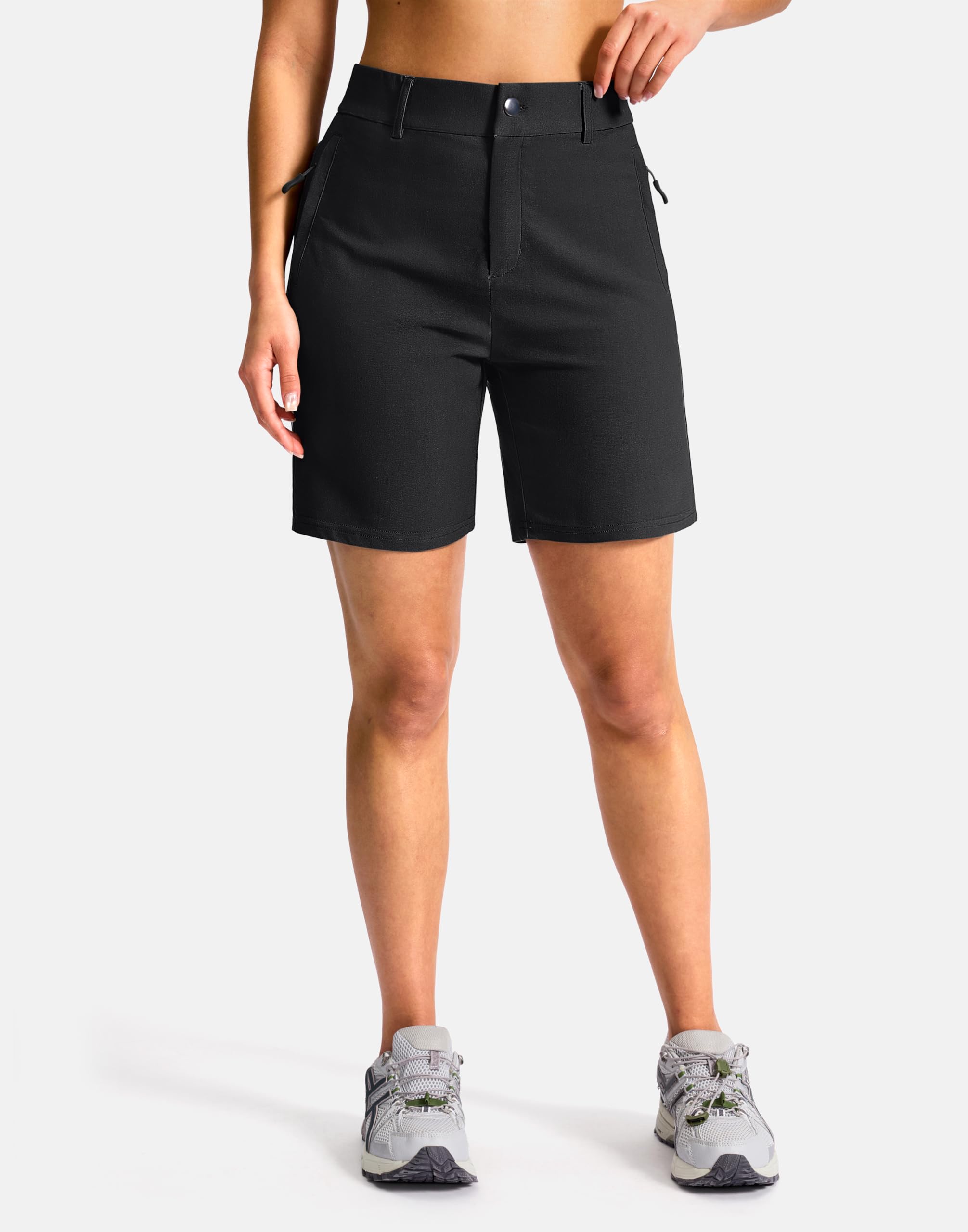 SANTINY Women's 5"/7" Hiking Golf Shorts with 3 Pockets Stretch Quick Dry Outdoor Travel Work Shorts for Women Casual Summer — view 4