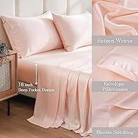 Vista 4 de Bedlifes King Size Sheet Set Cooling Sheets Rayon Derived from Bamboo-400TC Breathable Luxury Bed Sheets,Sateen Silky Bedding Sheets-16 Deep Pocket