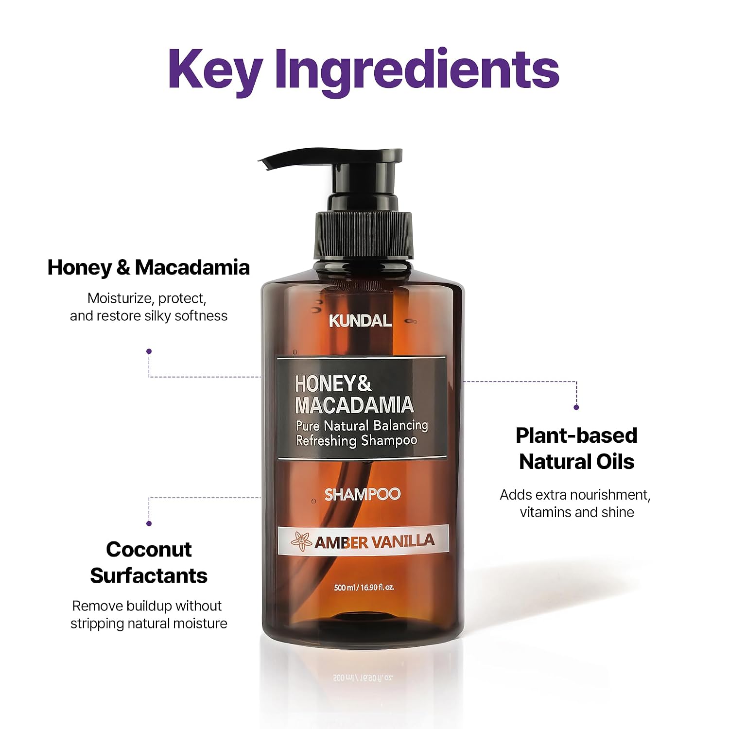 KUNDAL Honey & Macadamia Shampoo & Conditioner Set, [Amber Vanilla] image 5