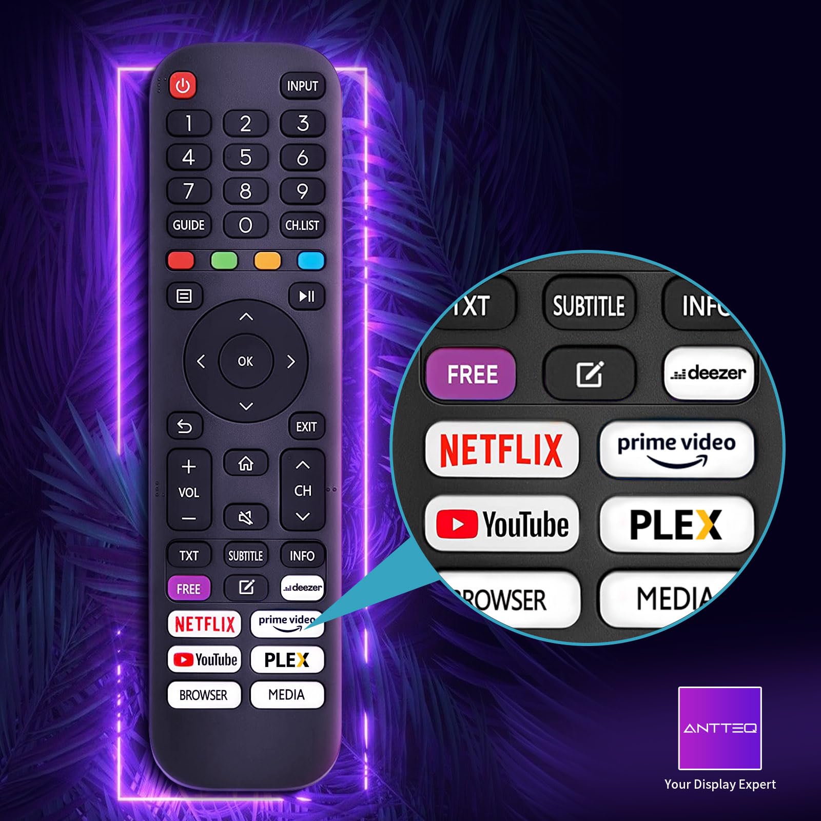 Antteq Smart TV 32 Zoll Bluetooth (Fernseher 80 cm) mit Mittelfuß,Voice Remote Control,HD,Triple Tuner(DVB-T2/S2/C),App Store,DAZN,UVM,WLAN,Hotelmodus (V32-AH3Q1L-BT)
