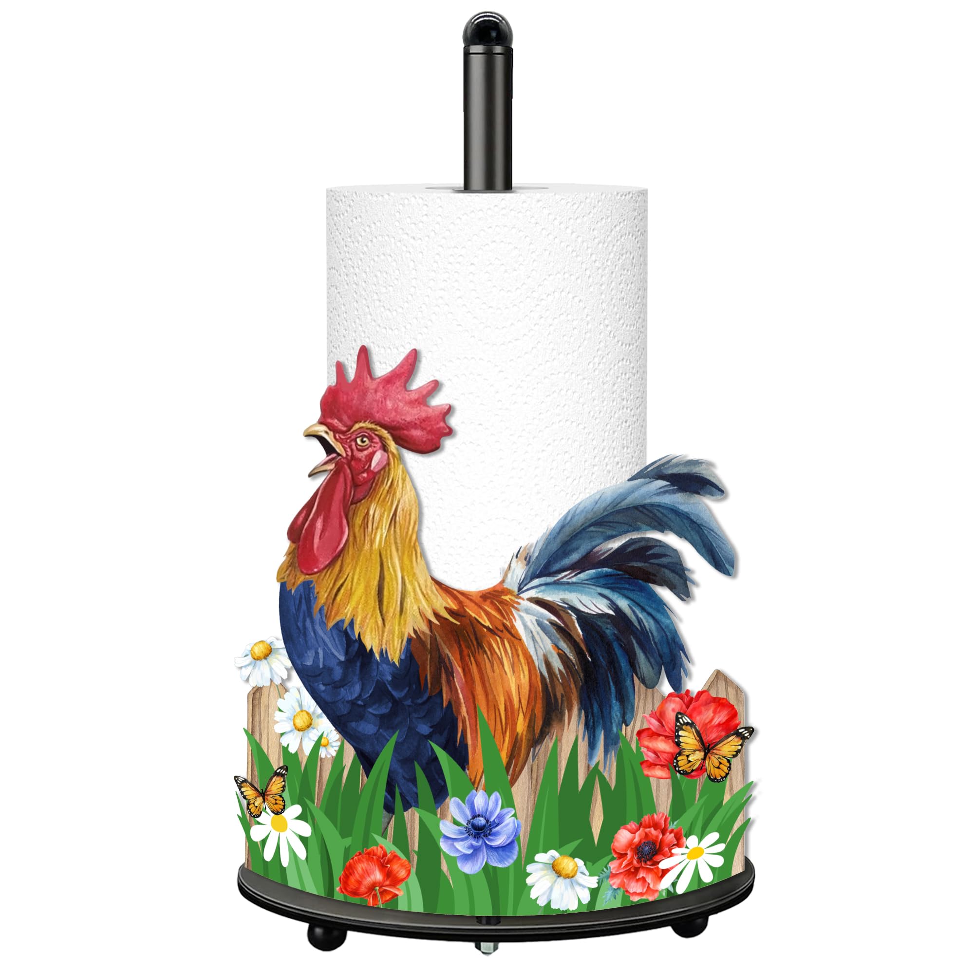 Rooster Paper Towel Holder, Rooster Decor for Countertop Cute Farmhouse Home Table, Housewarming Birthday Gifts for Farm