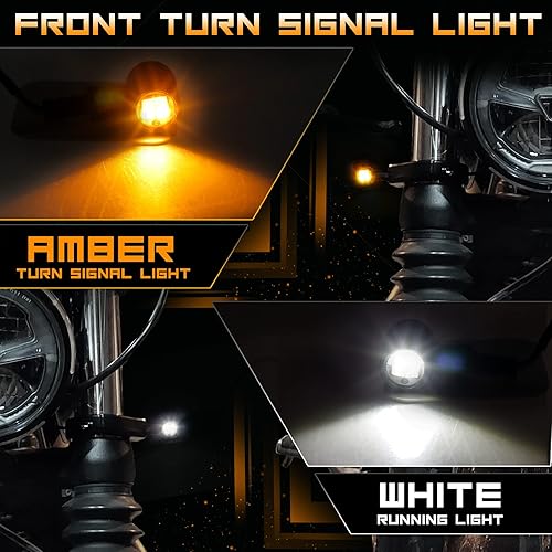 Miniatura 2 de QUASCO Señales de Giro Delanteras y Traseras para Motocicleta Kit Universal de Señales de Giro LED Mini Intermitentes Compatibles con Harley Honda