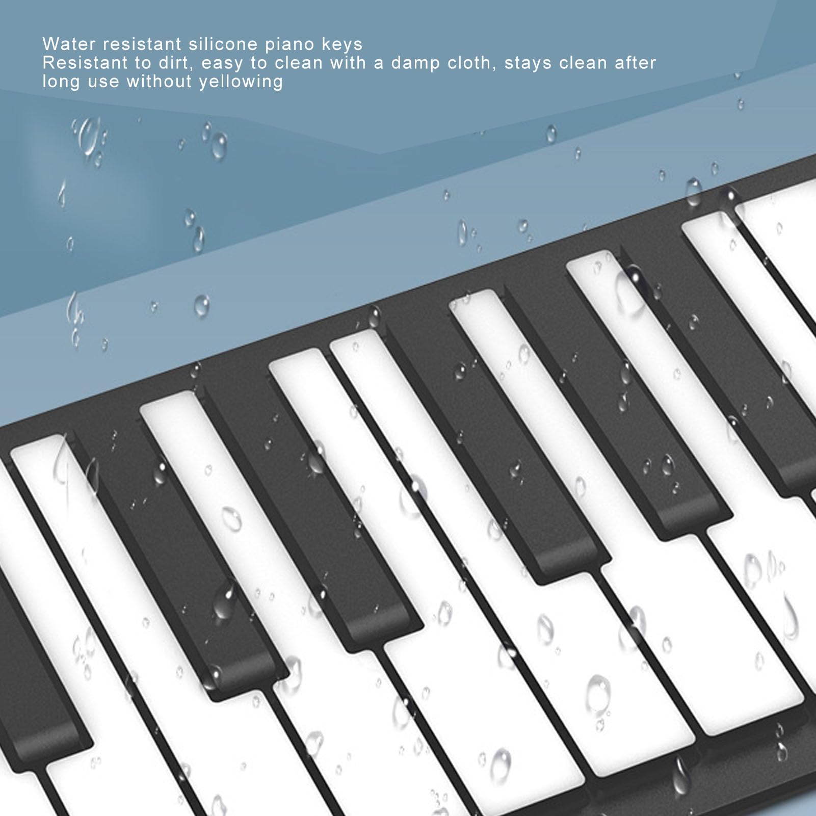 88 Klawiszy Roll-up Piano Przenośne Pianino Elektroniczne, z możliwością ładowania, Składane, Edukacyjne Pianino Elektroniczne Klawiatura z 128 Rytmami, 128 Tonami