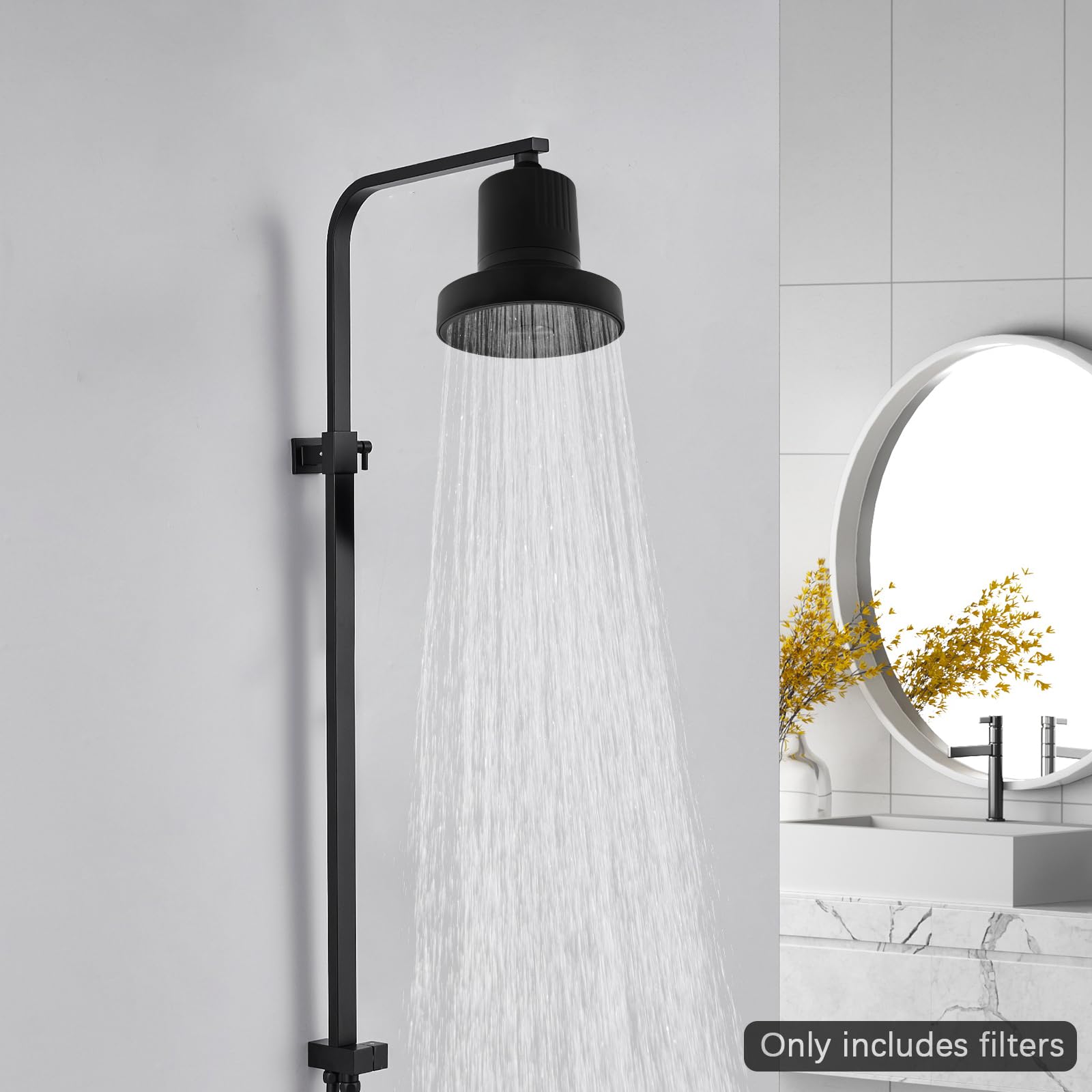 Alcachofa de ducha con filtro, cabezal de ducha con filtro premium, galvanización, fácil instalación, filtración triple (KDF-55/carbón activo/sulfito de calcio), para agua dura, cloro residual