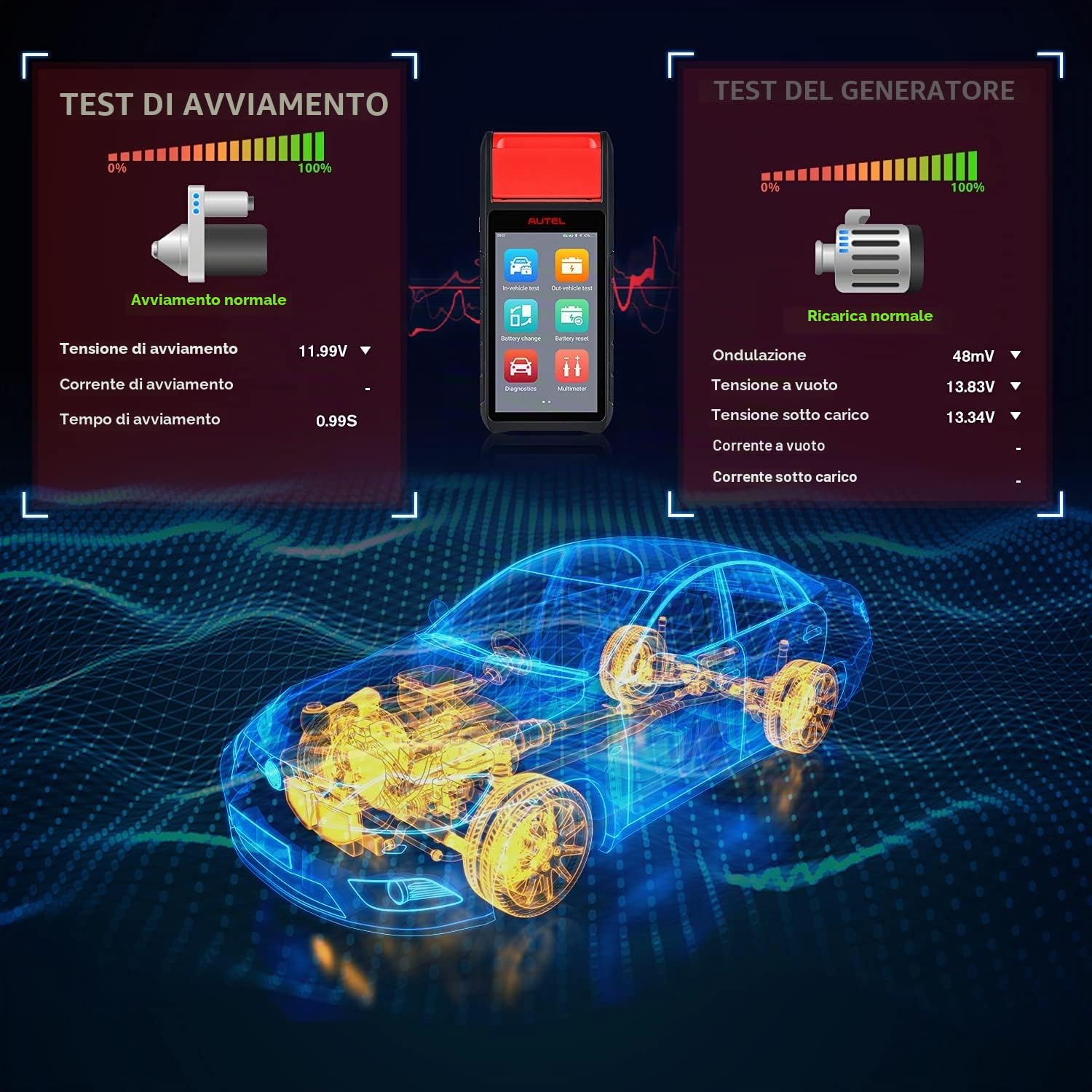 Autel MaxiBAS BT608 (E) Tester Batteria Auto, 2026 in su di BT508/BT506, Conduttanza Adattiva (Valore 1000+), Test Carica Avviamento come BT609, Reset Batteria, Sistemi Completi MK808S/MX808S