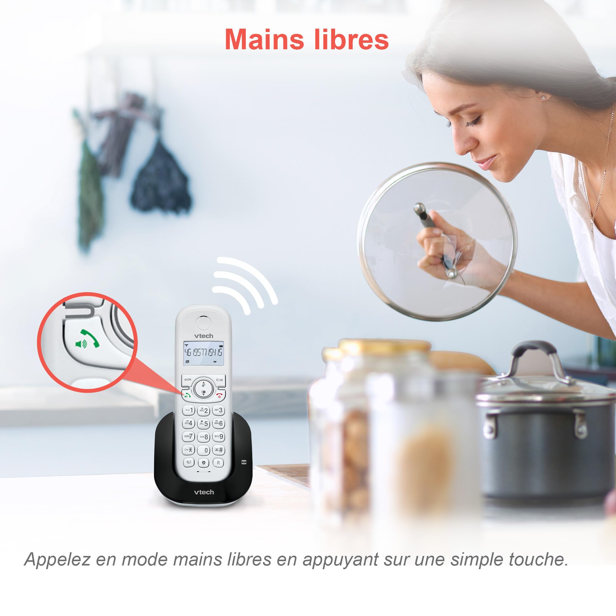 VTech CS1551 Bezprzewodowy telefon DECT z 2 słuchawkami z ładowarką, automatyczną sekretarką, blokadą połączeń, identyfikatorem dzwoniącym/połączenia oczekującego, głośnikiem, podświetlanym ekranem i