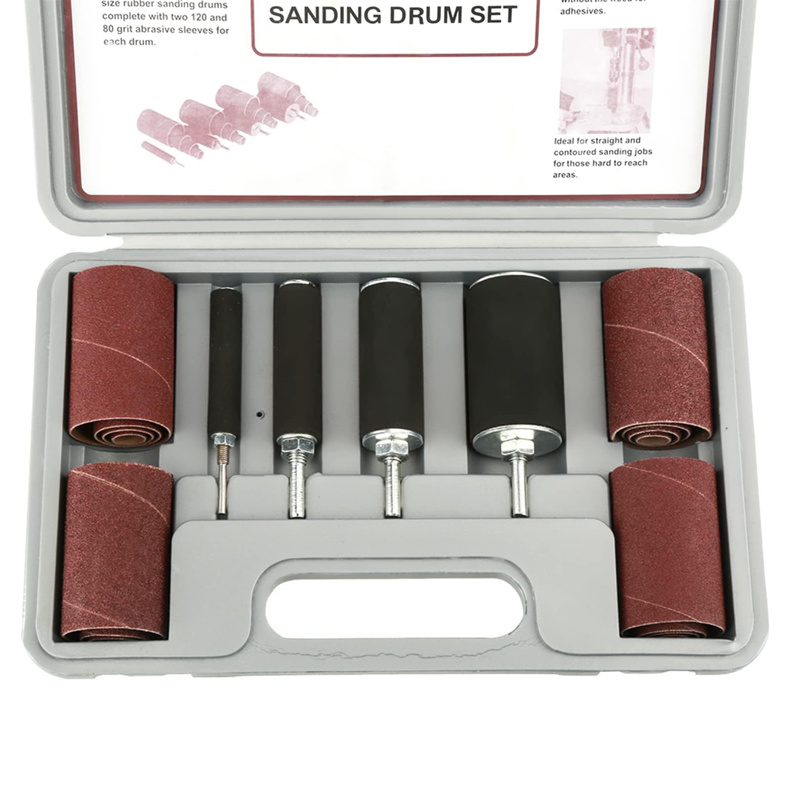 20-teiliges Schleifwalzen-Set für Standbohrmaschine & Bohrmaschine – Premium Schleifhülsen & Gummi-Schleiftrommeln für Holzbearbeitung & Kantenschliff inkl. Aufbewahrungskoffer