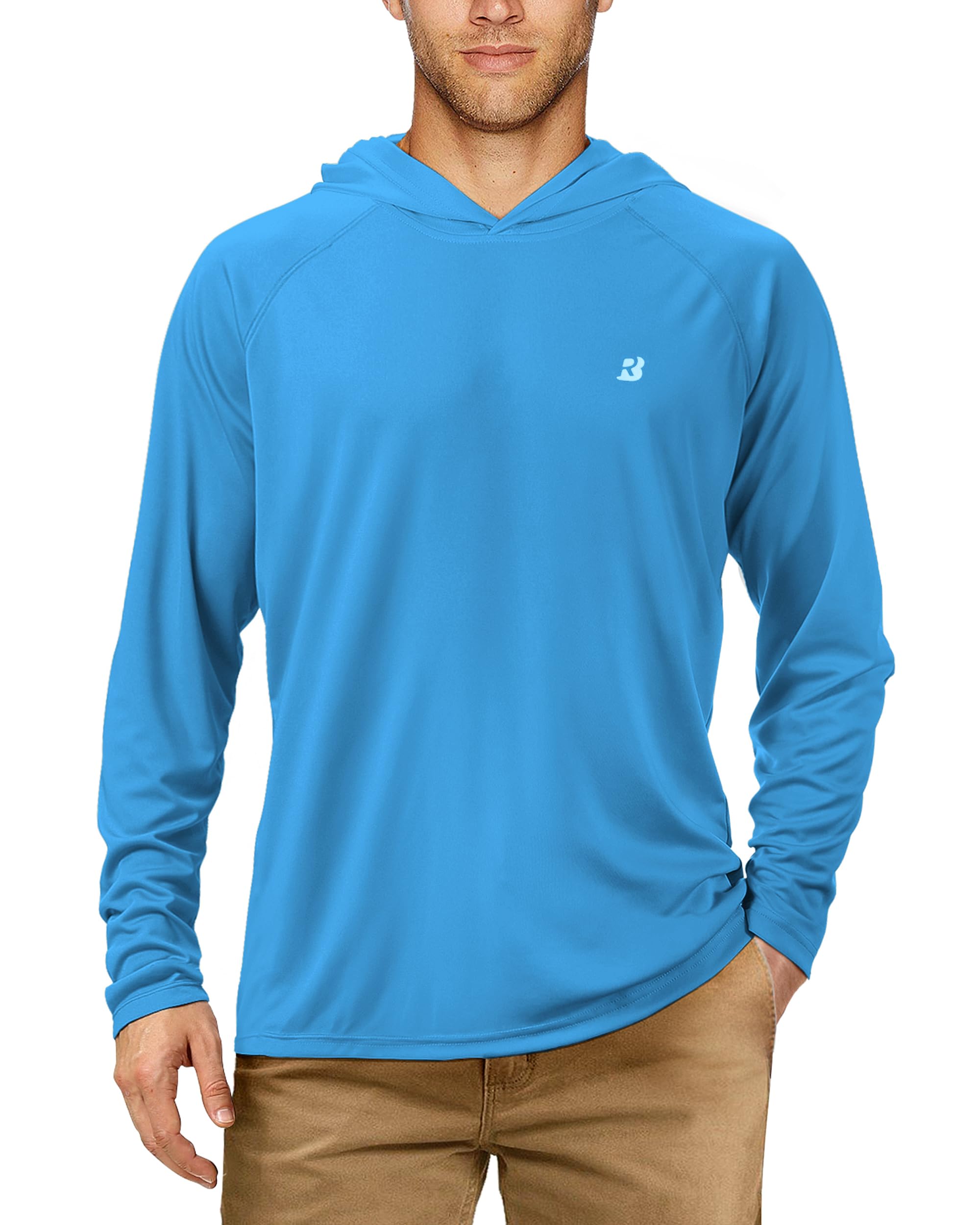 Roadbox Herren UPF 50+ Kapuzenpullover Shirt, UV Sonnenschutz Langarmshirt, Outdoor Wassersport Rashguards für Sommer Angeln