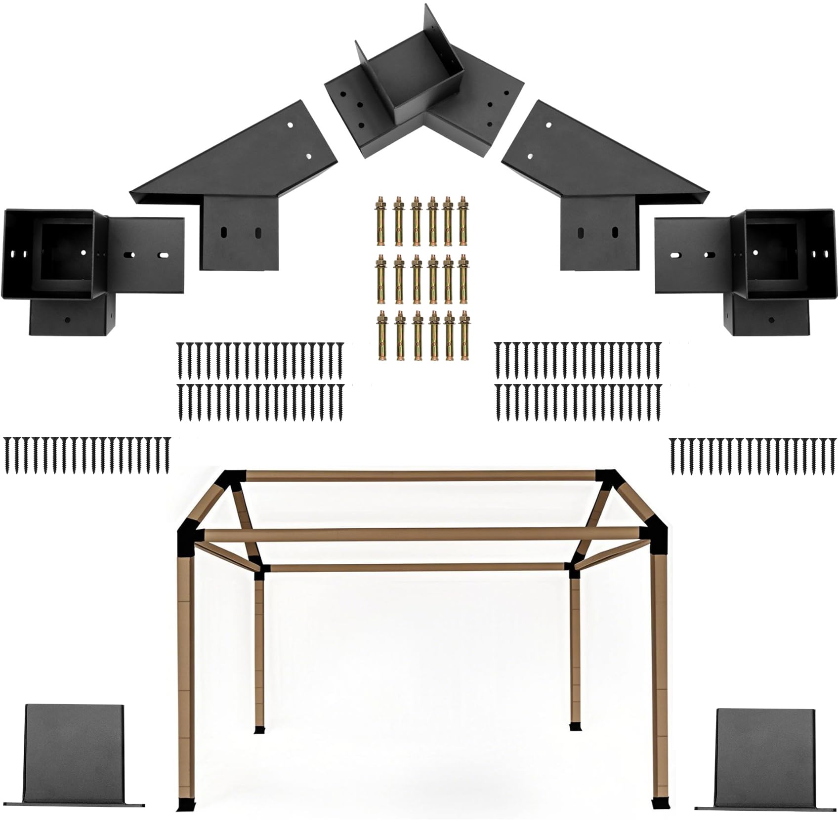 30° Slanted Pergola Whole-Set Kit for 4"x 4" Wood Pergola, Easy to Install, Weather - Resistant Bracket Kit for Carports, Gardens & More (14 Pcs)
