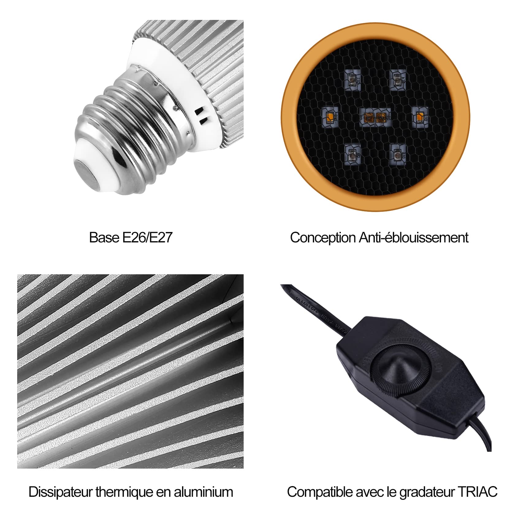 Ampoule UVA UVB pour Reptiles et Amphibiens, Lampe LED 8508 avec Lumière UV