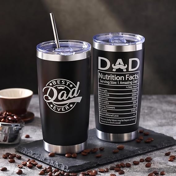 JOYOFUN Dad Birthday Gift Box, Father Day Gifts,Best Dad Ever Gifts from Daughter Son,Cool Present Set with 20oz Insulated Tumbler,Candle,Socks,Crochet,Acrylic Decoration,Bracelet