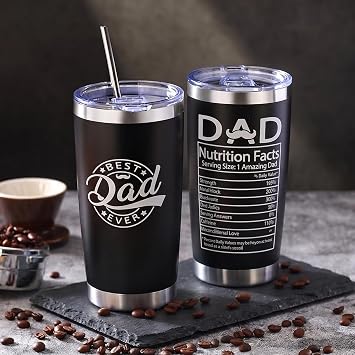 JOYOFUN Dad Birthday Gift Box, Father Day Gifts,Best Dad Ever Gifts from Daughter Son,Cool Present Set with 20oz Insulated Tumbler,Candle,Socks,Crochet,Acrylic Decoration,Bracelet
