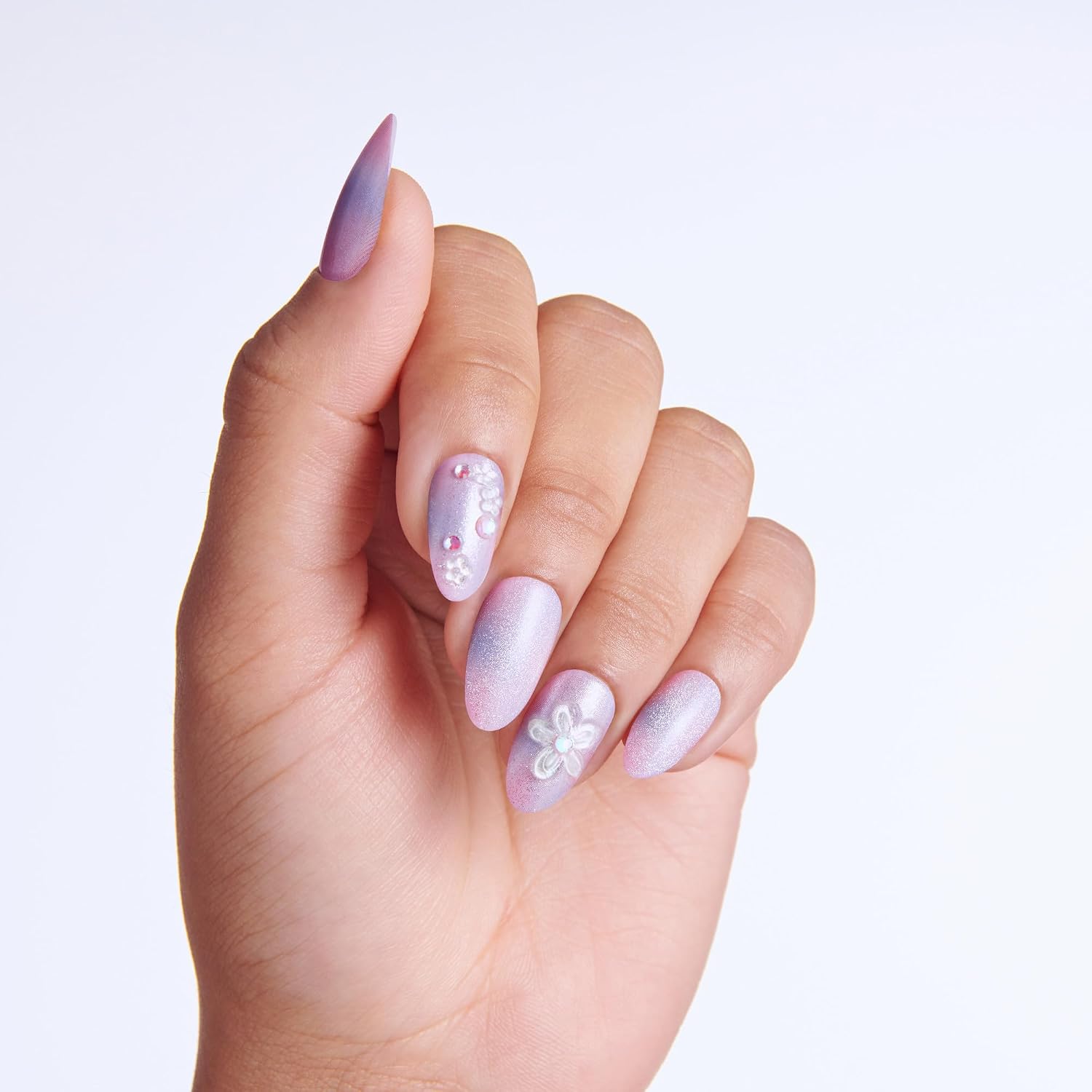 Kiss Impress No Glue Mani Press On Nails, Design, 'Pick Me First', Pink, Medium Size, Oval Shape, Includes 30 Nails, Prep Pad, Instructions Sheet, 1 Manicure Stick, 1 Mini File