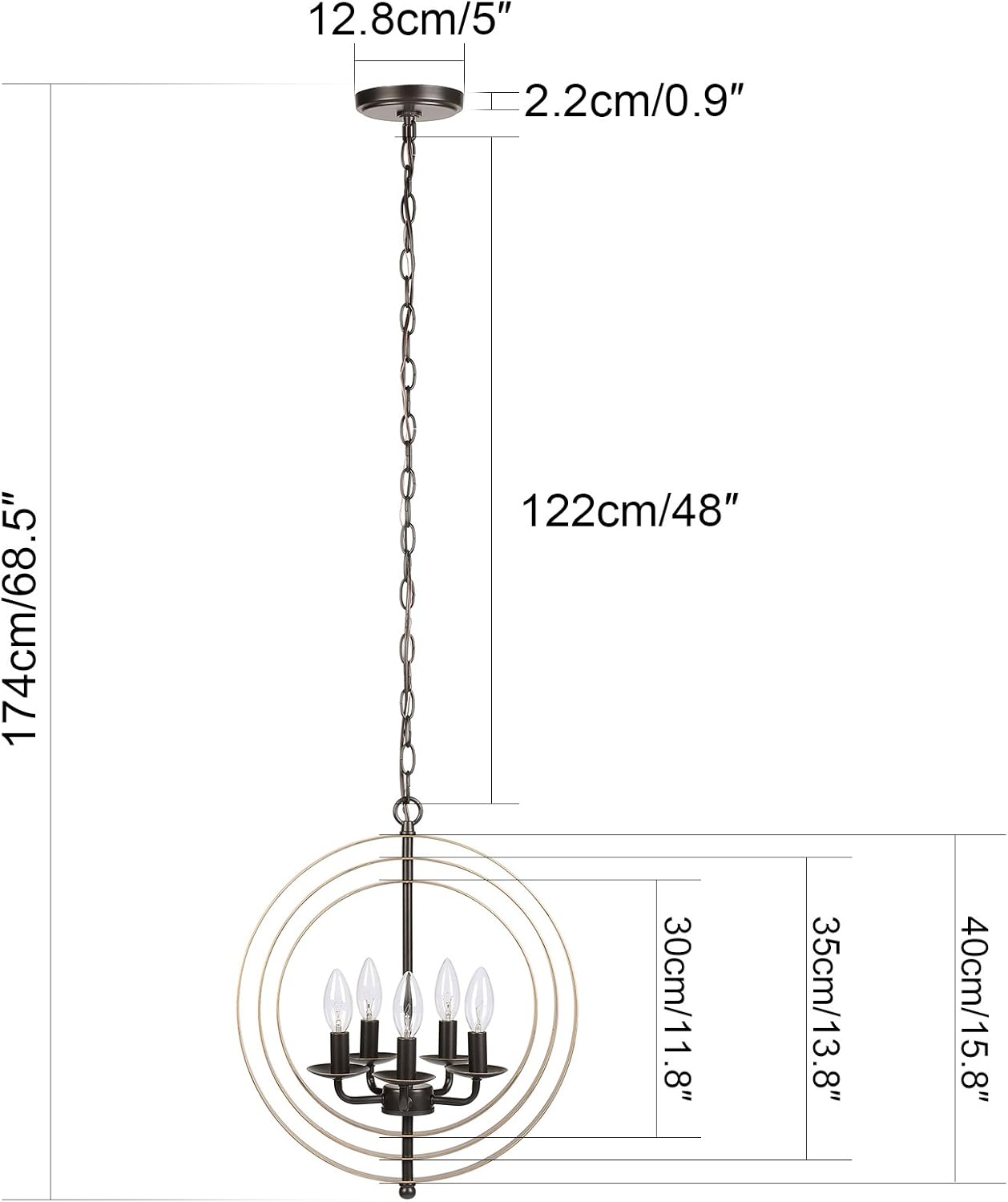 Onе-Dау Sаlе: Uр tо 50% оƒƒ CO-Z 5 Light Orb Chandelier, Sphere Orb Hanging Lights for Dining Room Entryway Foyer Kitchen Bedroom, Antique Bronze Rustic Industrial Globe Metal Pendant Farmhouse Lighting Ceiling Light Fixture