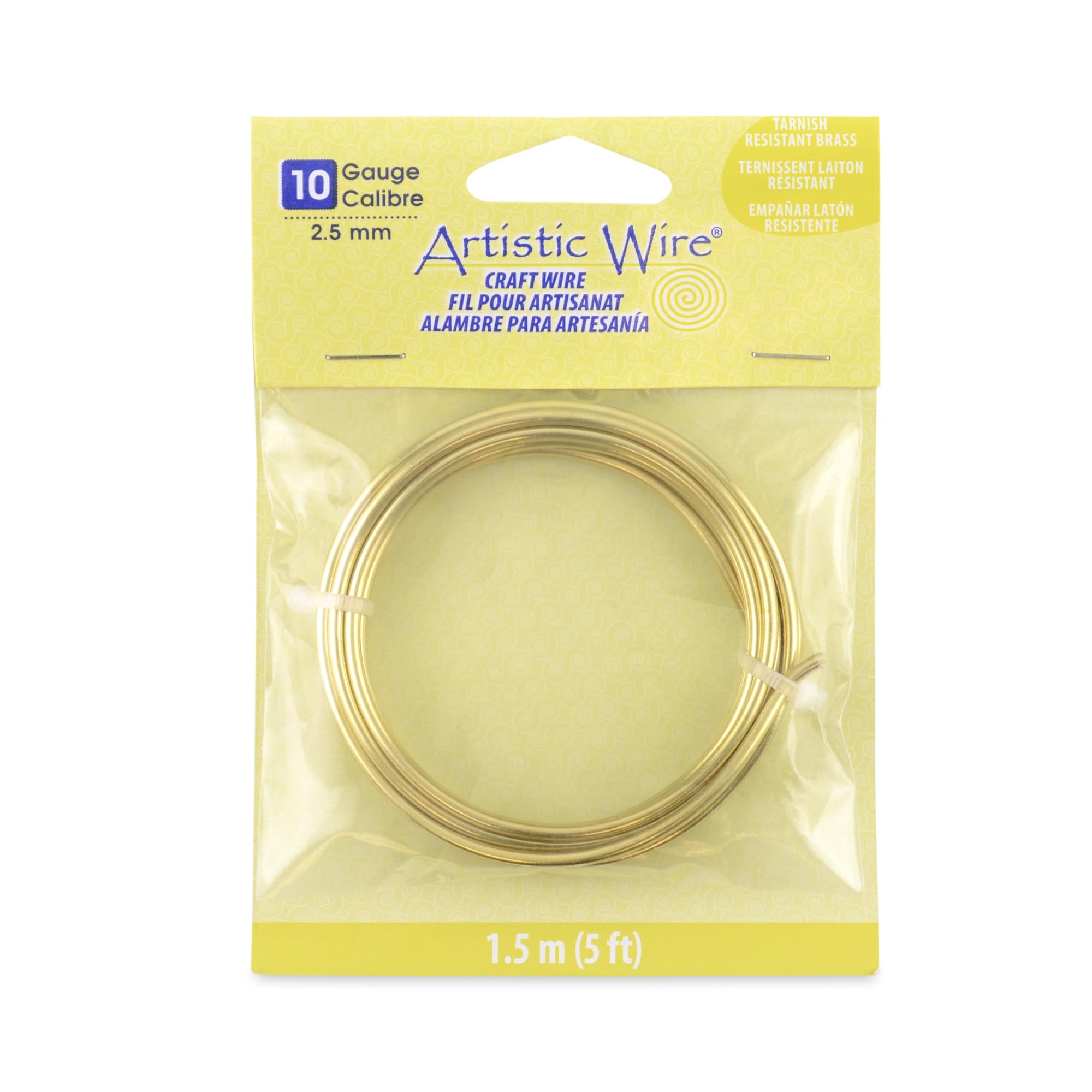 Artistic Wire, 10 Gauge Tarnish Resistant Brass Craft Wire, 5 ft