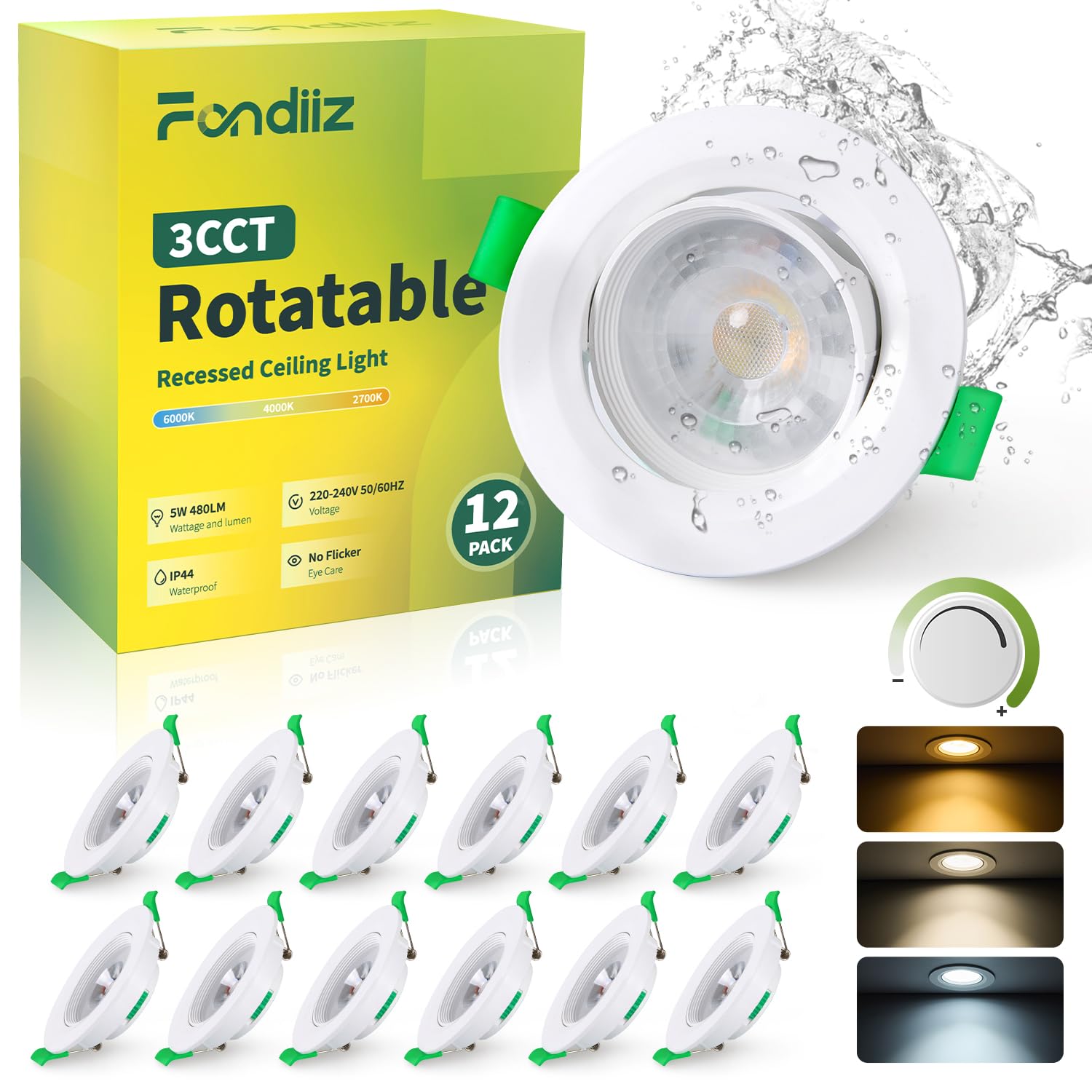 Fondiiz Lot De 12 Spot Led Encastrable Dimmable