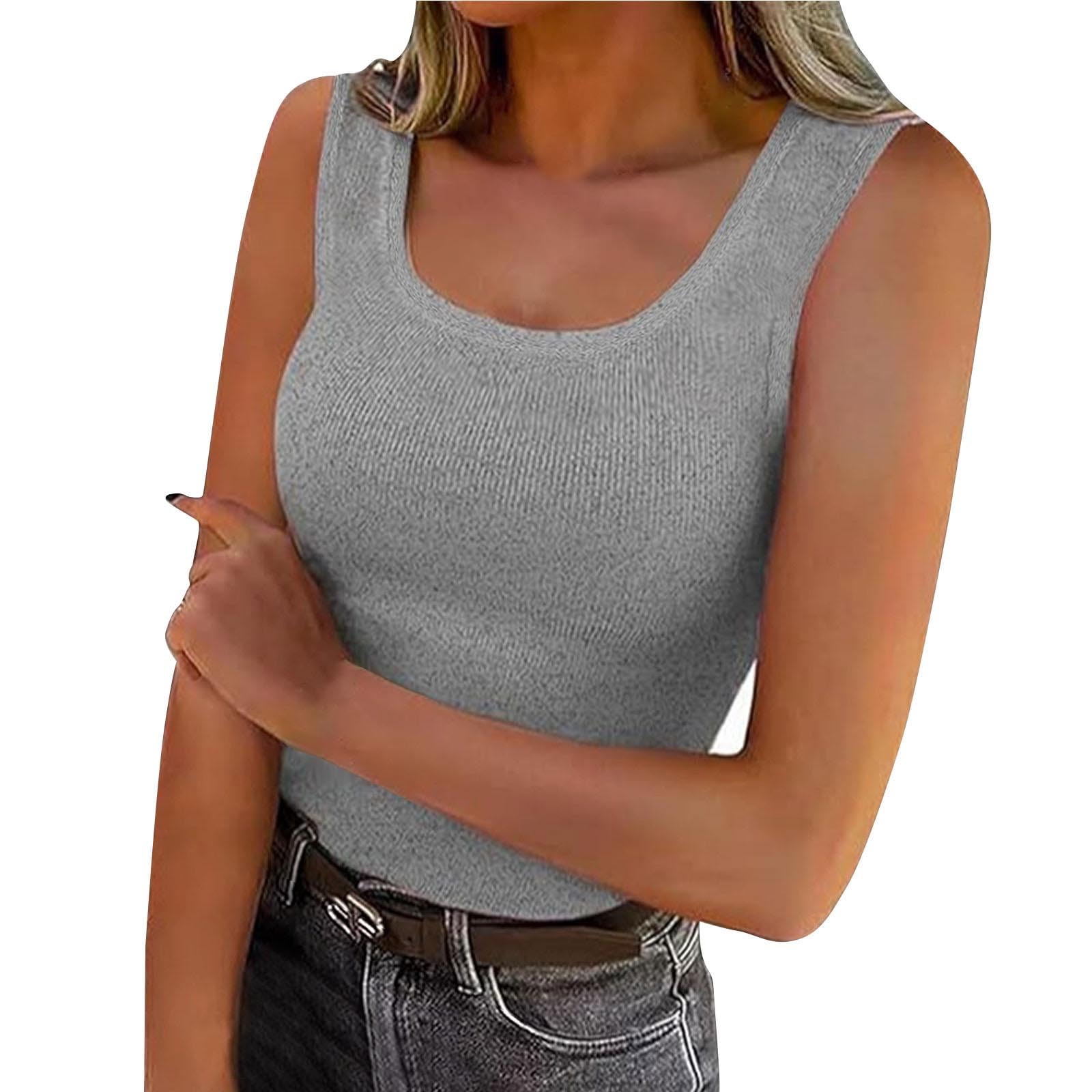 Womens Ribbed Knit Tank Tops Sleeveless U Neck Basic Slim Fit Top Fashion Summer Casual Shirt 2025 Clothes