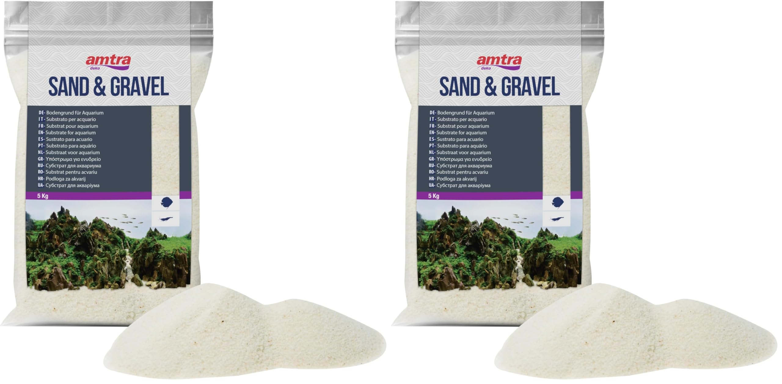 Amtra A4022973 Feiner Weisser Sand 0.1-0.3 mm 5 Kg (Packung mit 2)