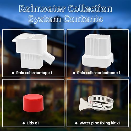 Miniatura 6 de Sistema de recolección de agua de lluvia, para desviador de bajante de 2 x 3 pulgadas con capacidad de recolección ajustable, kit de desviador de