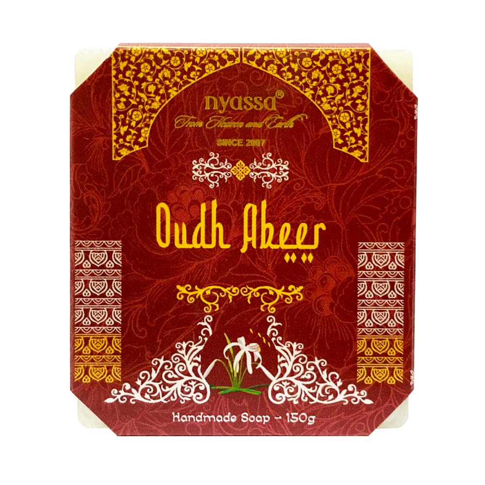 Nyassa Premium Oudh Abeer Handmade Natural Bathing Soap | Calendula Extract,Organic Sweet Almond Oil |Oudh Fragrance | Moisturizer | All Skin Type 150gm