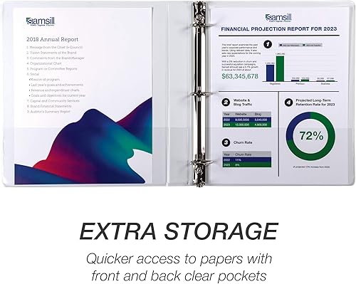 Vista 91 de Samsill Carpeta duradera de 1.5 pulgadas, fabricada en los Estados Unidos, carpeta de anillos en D, carpeta transparente personalizable, surtido
