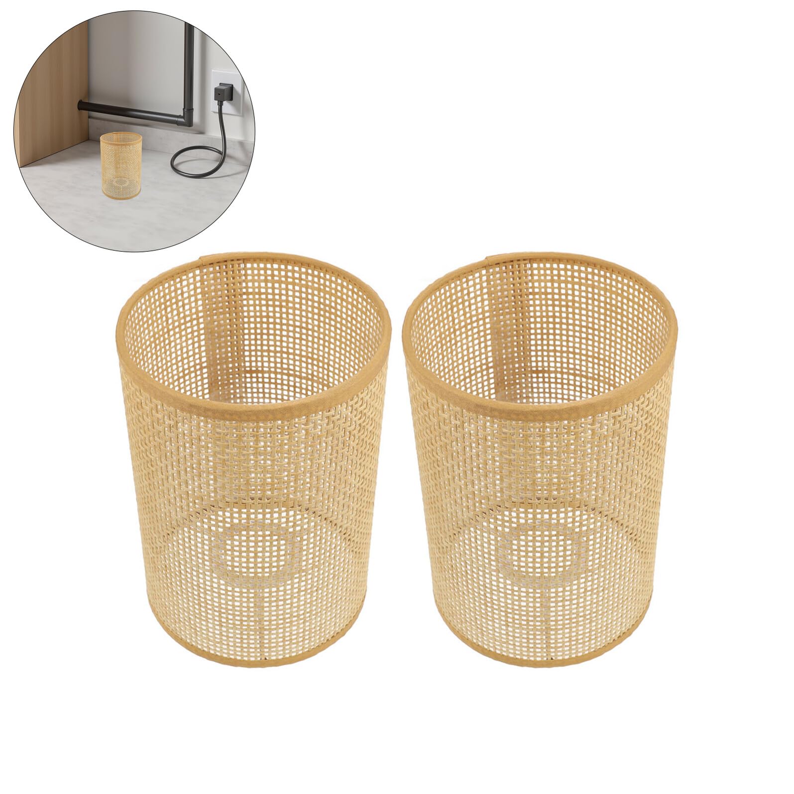 BESPORTBLE 2 pezzi Lampada Paralume in Rattan Intrecciato Coprilampada per Lampadario Sospensione Leggero e Facile da Installare per Soggiorno e Camera da Letto Versatile e Resistente
