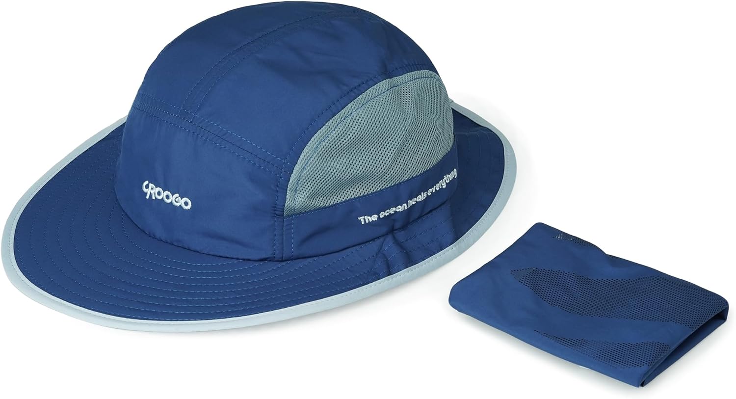 Croogo Surf Bucket Hat Summer UV Protection Safari Cap with Neck Flap Waterproof Fishing Hat with Adjustable Chin Strap