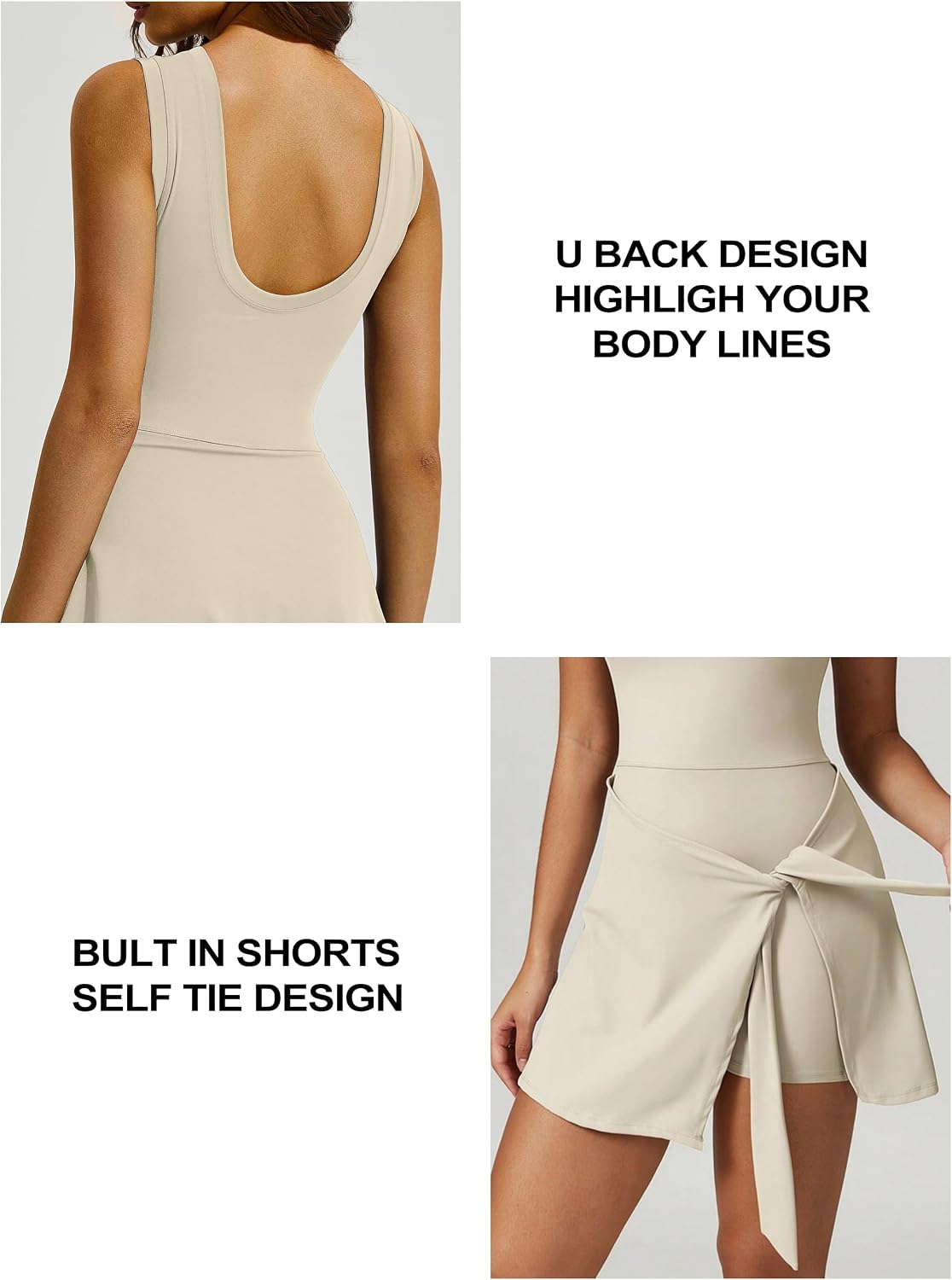 Tennis Dress for Women Sleeveless High Neck Workout Romper Built in Shorts Golf Athletic Dress