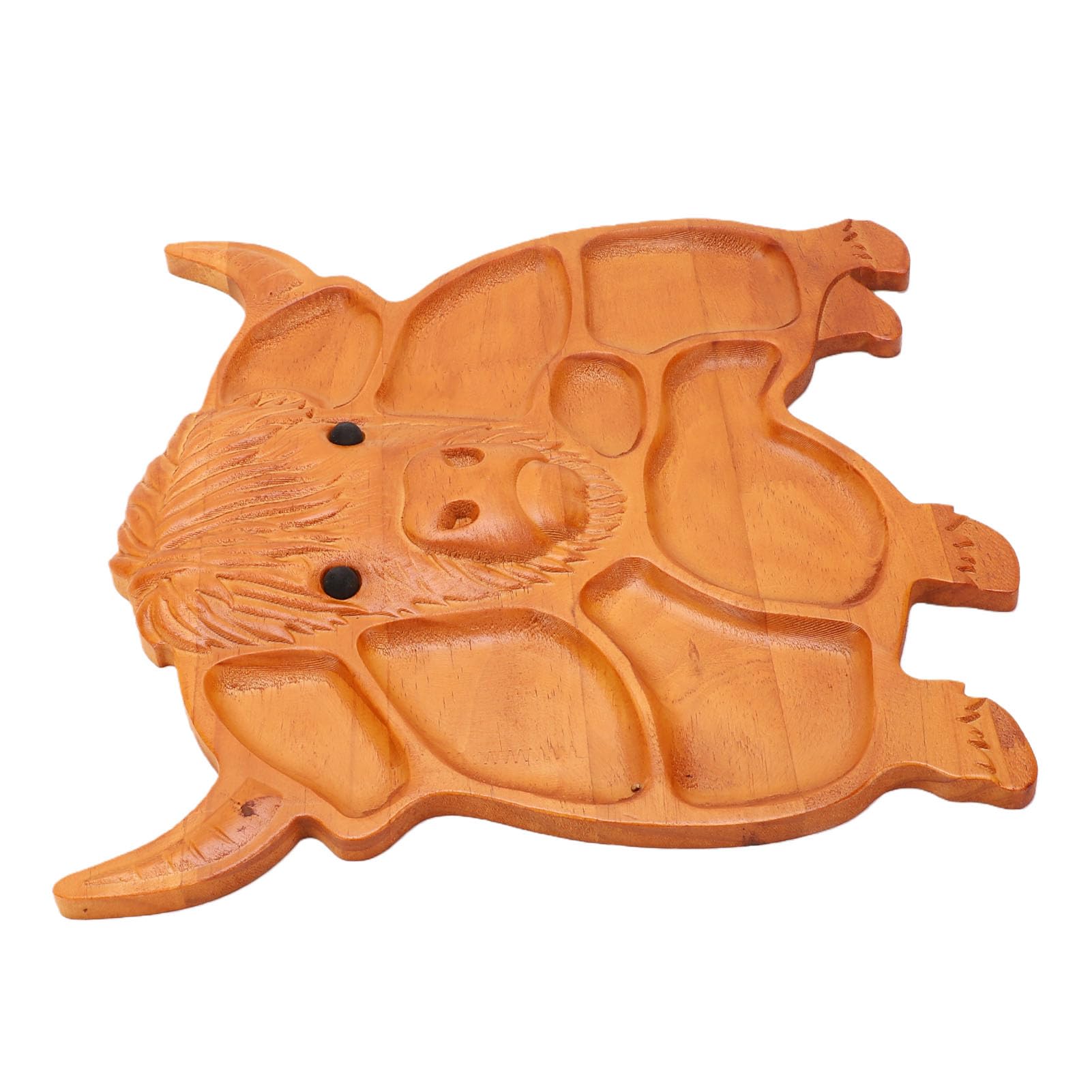 SIXRUN Tabla de Embutidos, Fuente de Madera de Pino para Servir Vaca con Detalles Tallados a Mano, Compartimentos Divididos, 11,8 X 13 X 1,0 Pulgadas para Mesa de Fiesta de Refrigerios de Frutas,