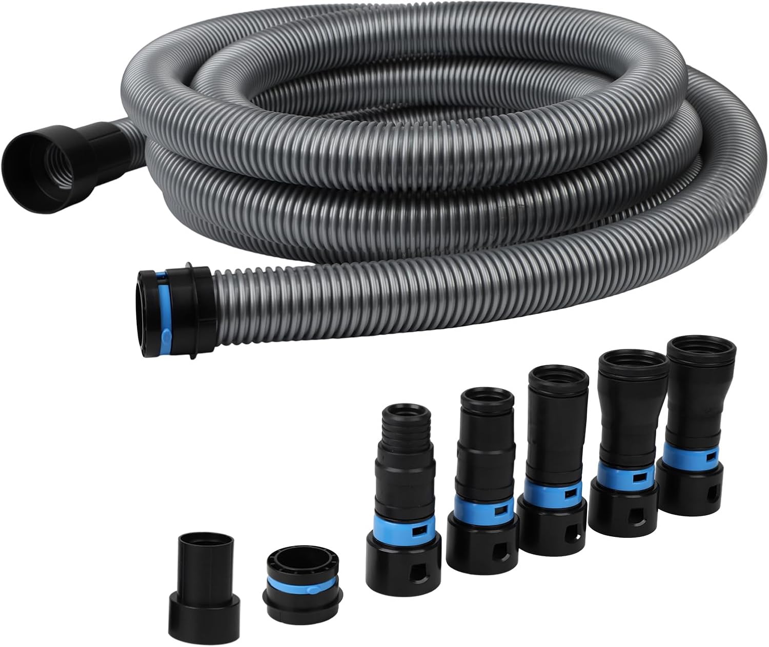 20FT Shop Vac Hose Dust Collection Hose Kit, Vacuum System with Expanded Multi-Brand Power Tool Adapter Set with 7 Sander Vacuum Adapters for 2-1/2" Dust Collector Vacuum Connection