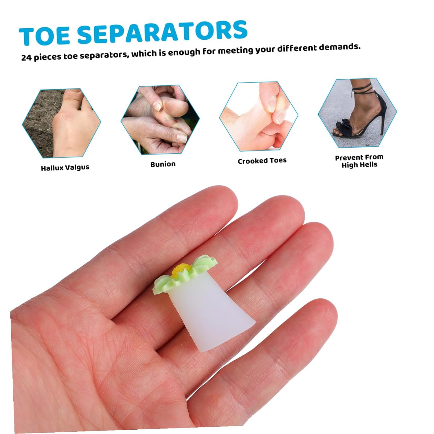 Didiseaon 24Pcs Silicone Daisy Toe Separators Set Flower Toe Spacers for Pedicure Nail Art and DIY Comfortable Foot Separator for Relaxing and Toenail Painting