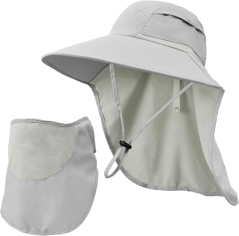 Rosoz Chapeau de pêcheur UPF 50+ - Vêtement safari - Pour homme - Amovible - Bord large - Chapeau de randonnée - Chapeau de pêche pour homme et femme