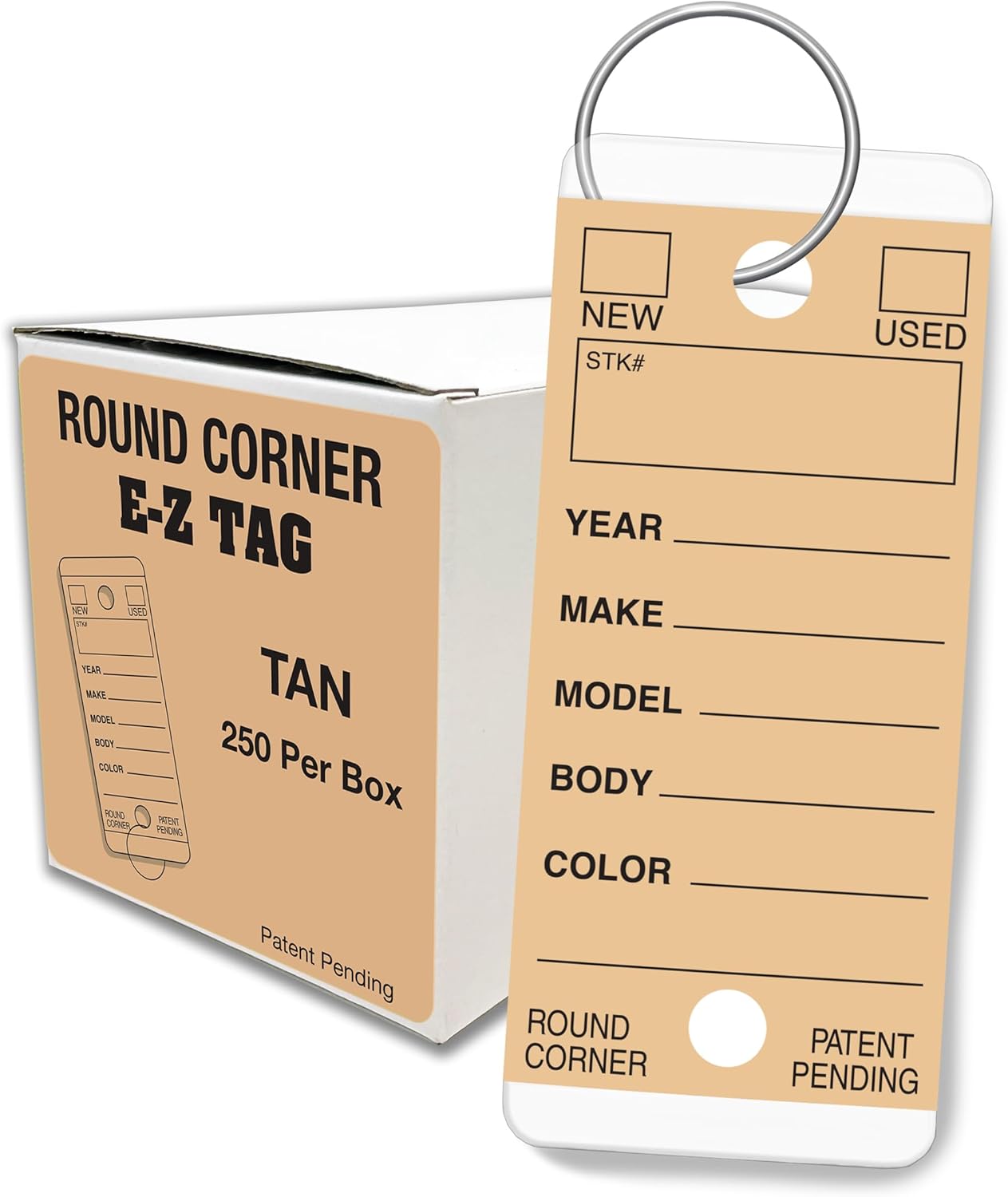 Round Corner Self-Laminating Key Tags – 250 or 500 Pack – Waterproof & Durable – Includes 7/8” Rings – Multiple Colors (EZ407) (Tan Round Corner Self Laminating Key Tags)