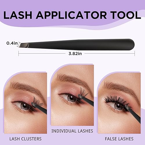 Miniatura 7 de Melakia - Kit de extensión de pestañas reutilizable, banda delgada, 144 unidades, kit de extensión de pestañas esponjosas con enlace de pestañas y