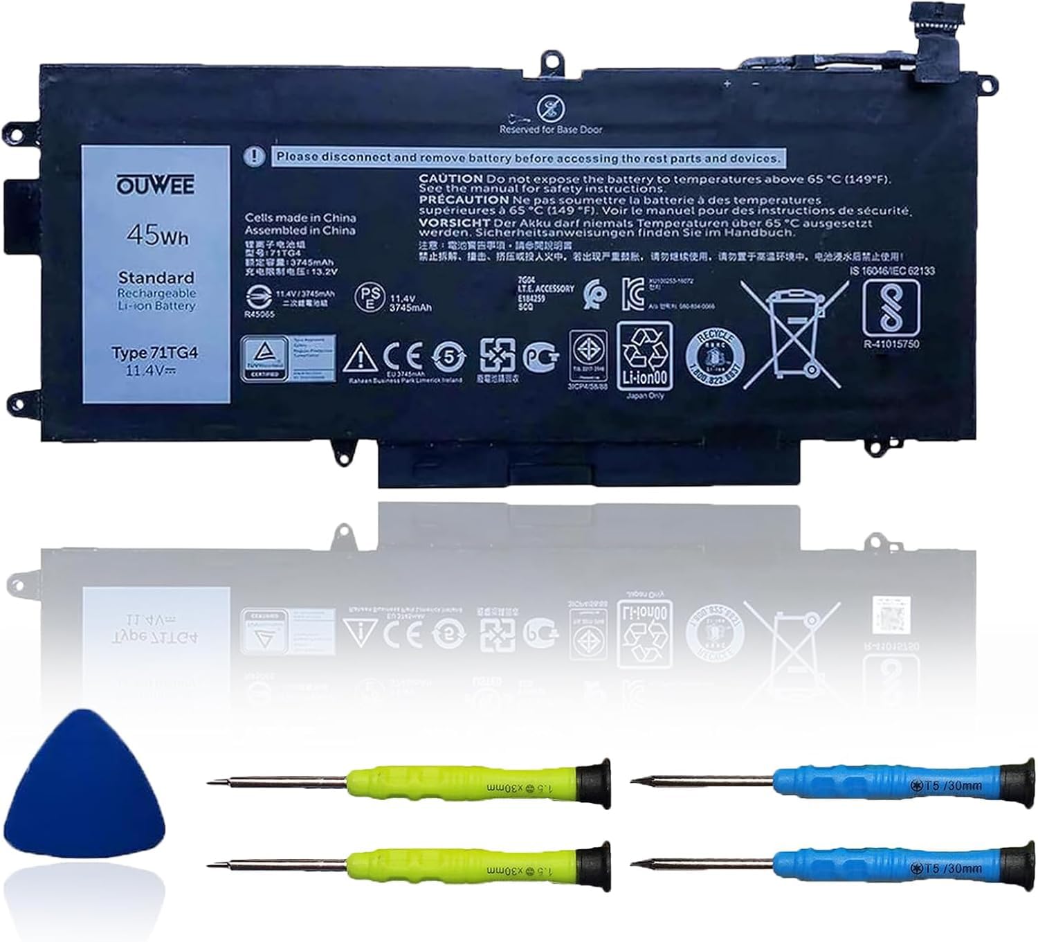 71TG4 Laptop Battery Compatible with Dell Latitude 5289 7389 7390 2-in-1 Series Notebook 071TG4 K5XWW X49C1 0X49C1 11.4V 45Wh 3745mAh