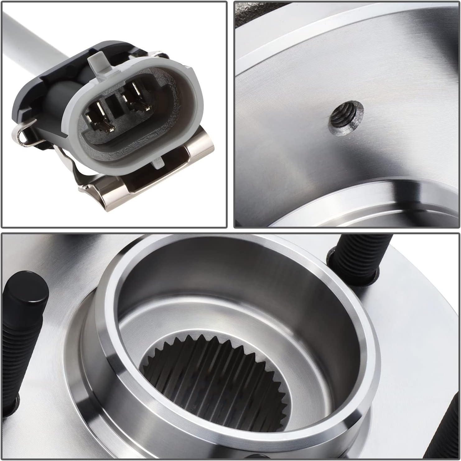 Auto Dynasty Factory Style Front Rear Wheel Bearing Hub Assembly with ABS Sensor Cable & Plug Compatible with Buick Cadillac Chevy Oldsmobile Pontiac AWD 1997-2006, Driver/Passenger Side, Bare Steel