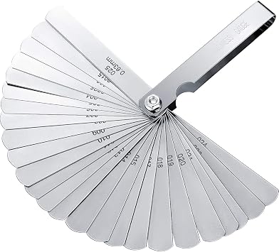 Stainless Steel Feeler Gauge Dual Marked Metric and Imperial Gap Measuring Tool 0.04-0.63 mm, 26 Blades