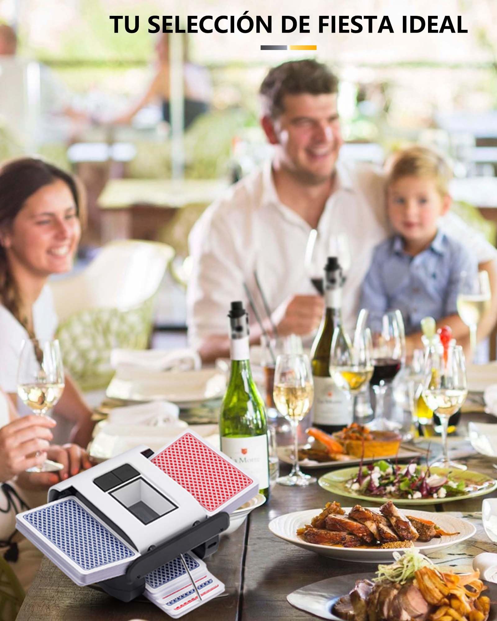 Barajador de Cartas Automático, Mezclador Eléctrico para 1-2 Barajas Modo Automático y Manual Recargable 2000mAh Bajo Nivel de Ruido para Póquer UNO Blackjack Skip-Bo Phase 10 Texas Hold'em