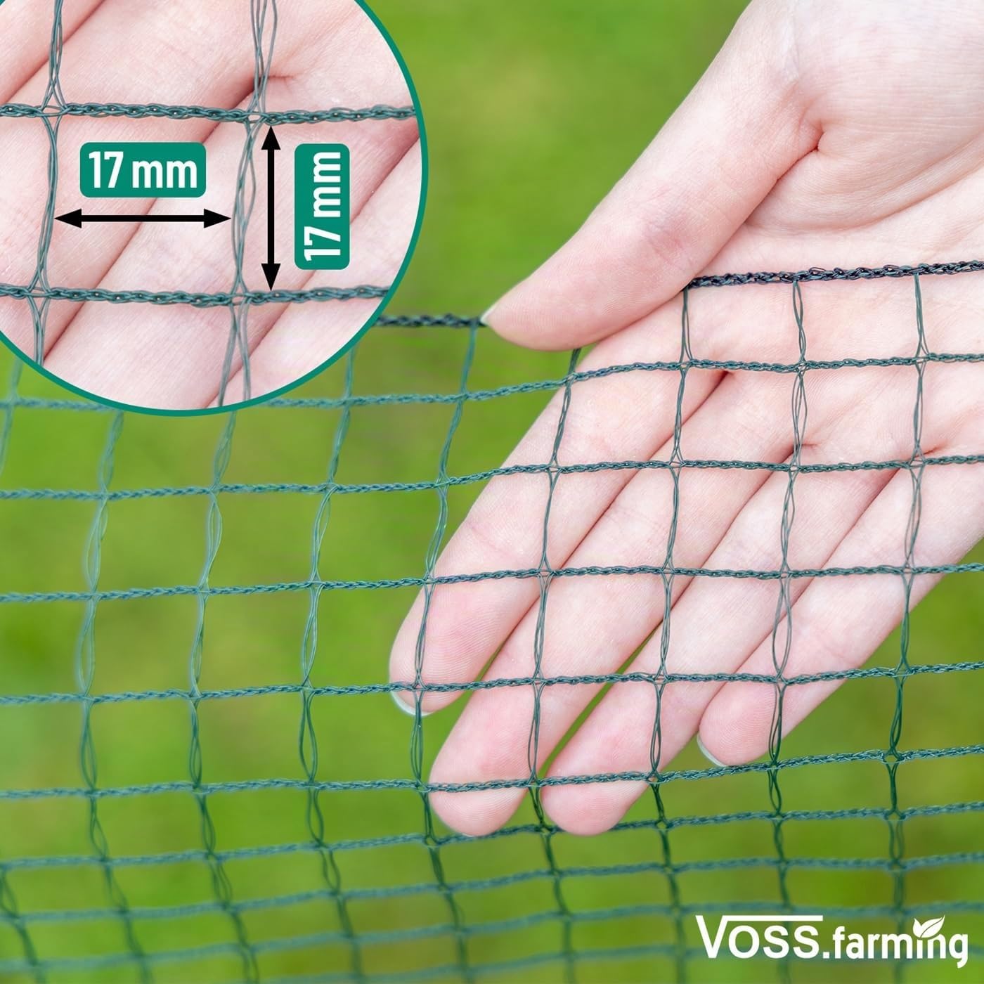 VOSS.farming Begrenzungszaun Classic ohne Strom, 15m, 110cm, 9 Pfähle, 1 Spitze, grün, Kleintiernetz, mobiler Zaun, Gartenzaun, für Garten, Haus, Hof