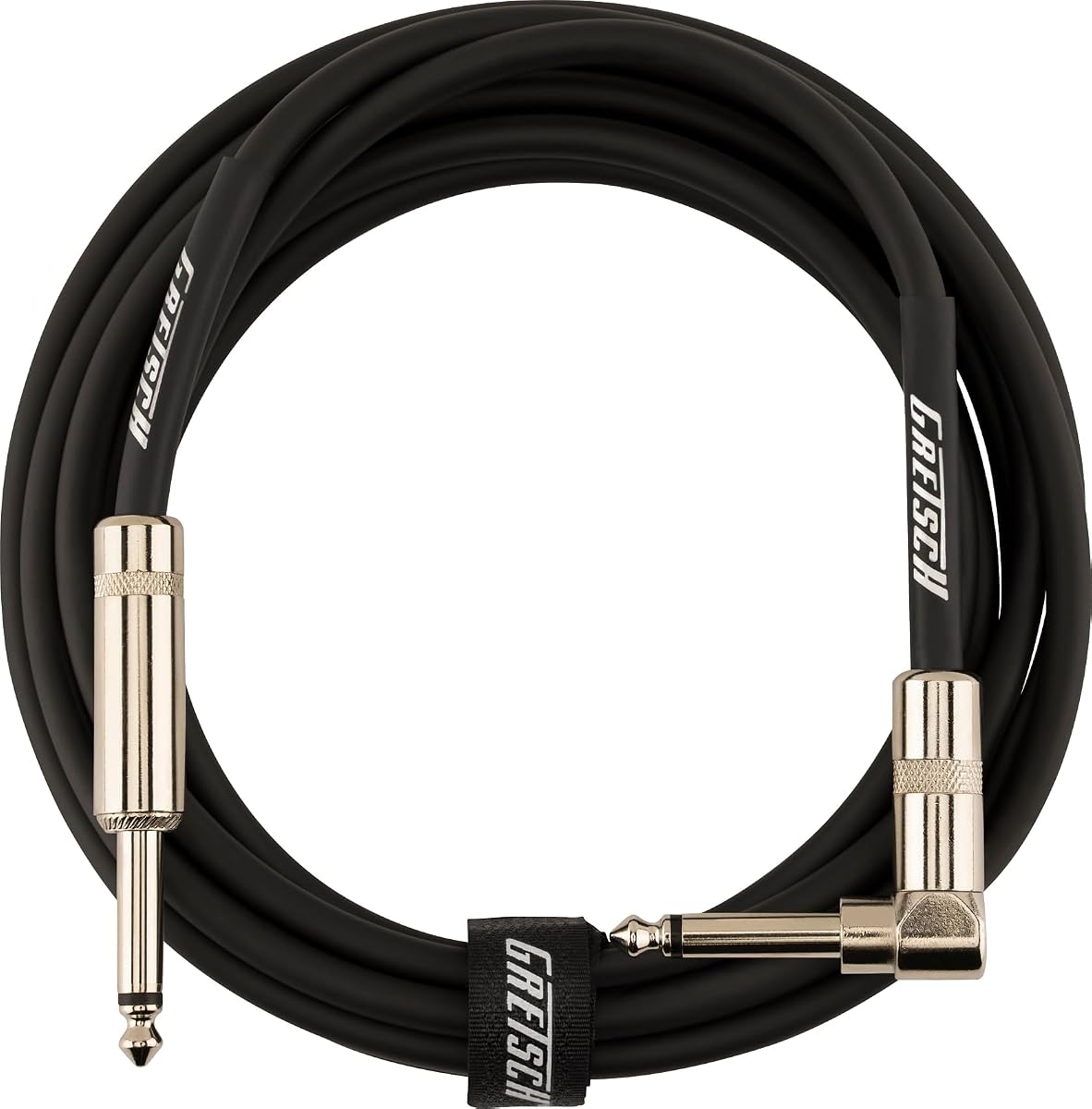 Gretsch Streamliner Instrument Cable, Guitar Cable 10ft, Guitar Accessories, Oxygen-Free Copper Shielded, Nickel-Plated Connectors Straight/Angle, Black