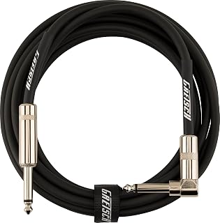 Gretsch Streamliner Instrument Cable, Guitar Cable 10ft, Guitar Accessories, Oxygen-Free Copper Shielded, Nickel-Plated Connectors Straight/Angle, Black