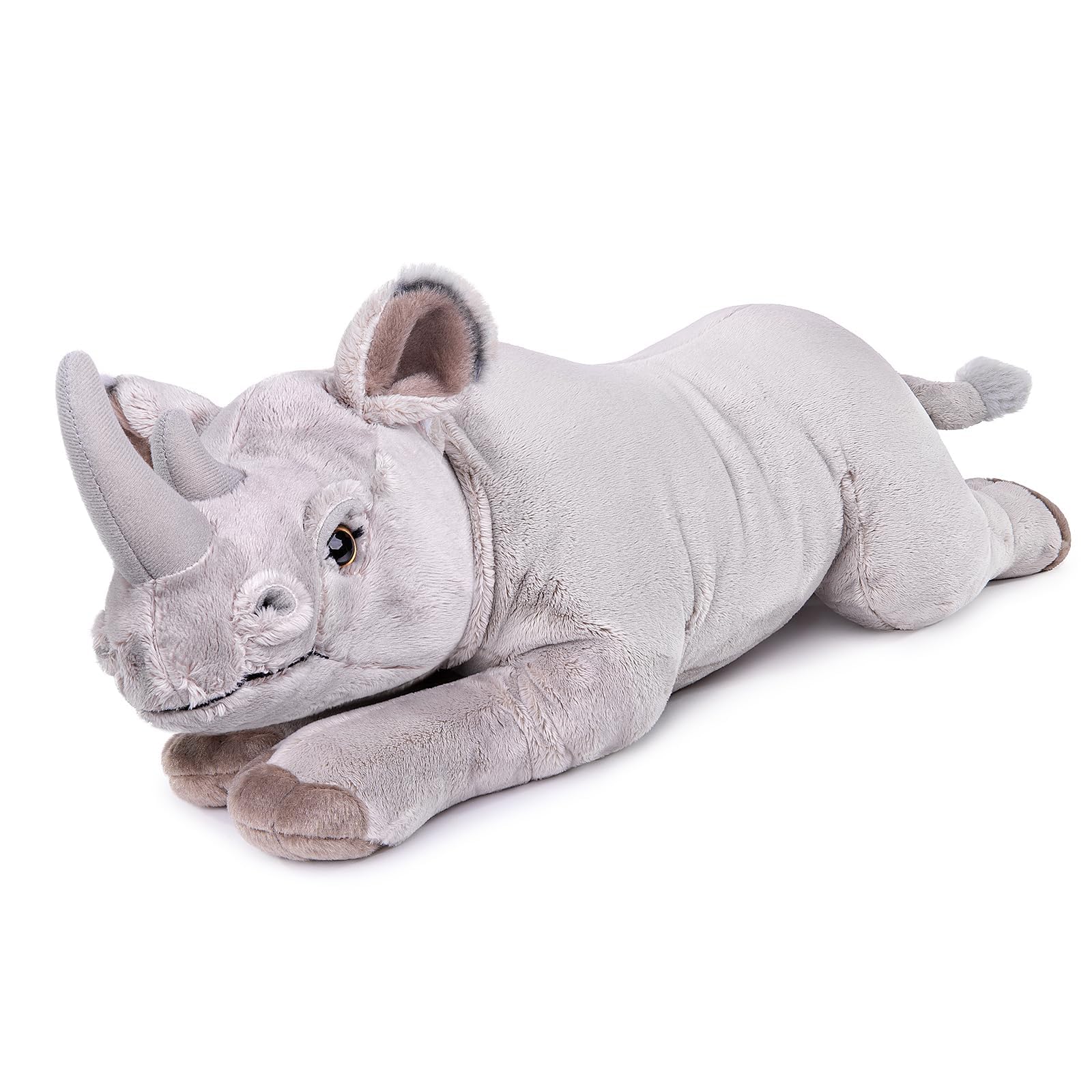 capybaraflying Cambrian Paleontology Lifelike White Rhino Plush Toy, Wild Animal Prone position Realistic Simulation Series - Image 2