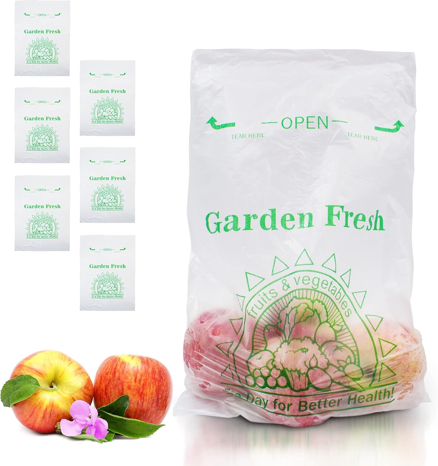 APQ Plastic Produce Bags, 12 x 17 Inches. Roll of Clear Plastic Bags