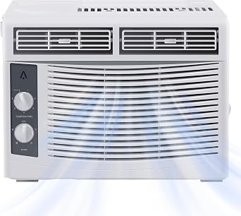 Window Air Conditioner 5000 BTU, Window AC Unit Cools Up to 250 Square Feet, Cool and Fan Functions with Remote Control, 3 Cooling Speeds, Installation Kit,Quiet Operation, for Small Room, White