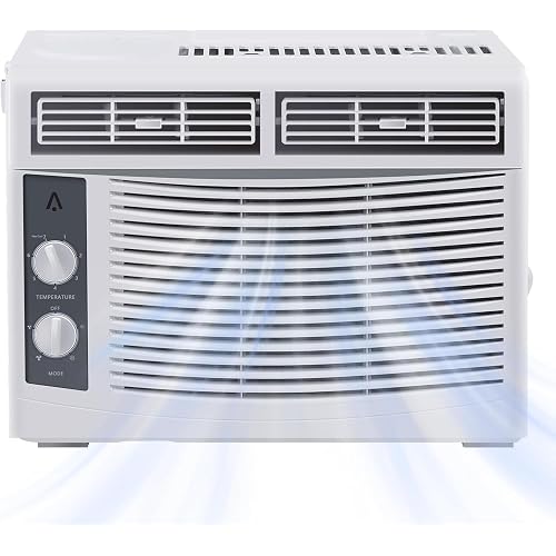 Window Air Conditioner 5000 BTU, Window AC Unit Cools Up to 250 Square Feet, Cool and Fan Functions with Remote Control, 3 Cooling Speeds, Installation Kit,Quiet Operation, for Small Room, White